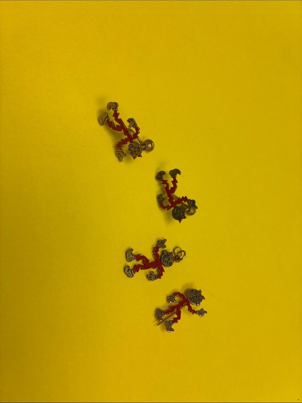 1950’s 1” Set of 4 CrackerJack Cufflinks, Pin, and neclace charm